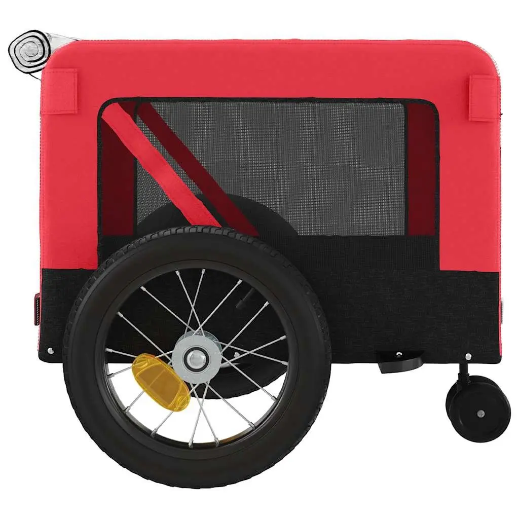 Pet Bike Trailer Red Oxford Fabric Iron Frame Small Dogs Pets Cargo Carrier