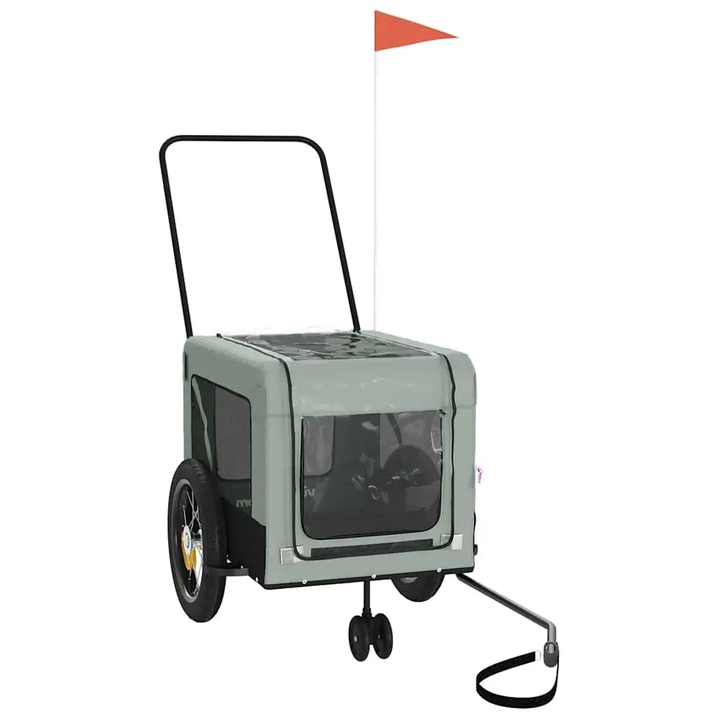 Pet Bike Trailer Grey Oxford Fabric Iron Frame Small Dogs Pets Bicycle Cargo
