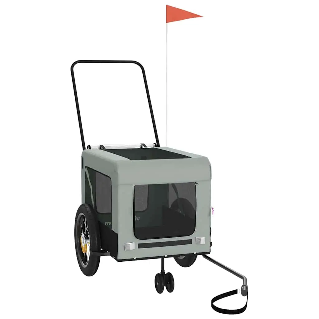Pet Bike Trailer Grey Oxford Fabric Iron Frame Small Dogs Pets Bicycle Cargo