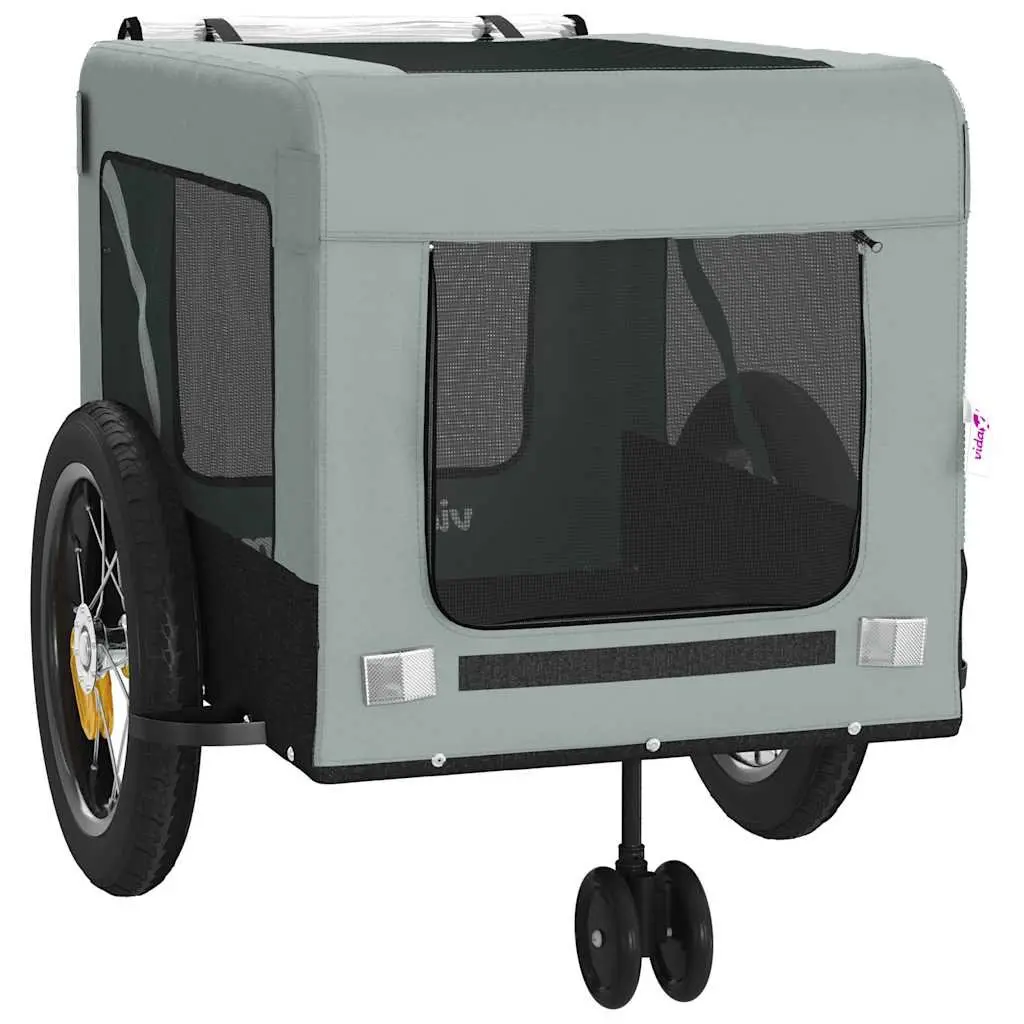 Pet Bike Trailer Grey Oxford Fabric Iron Frame Small Dogs Pets Bicycle Cargo