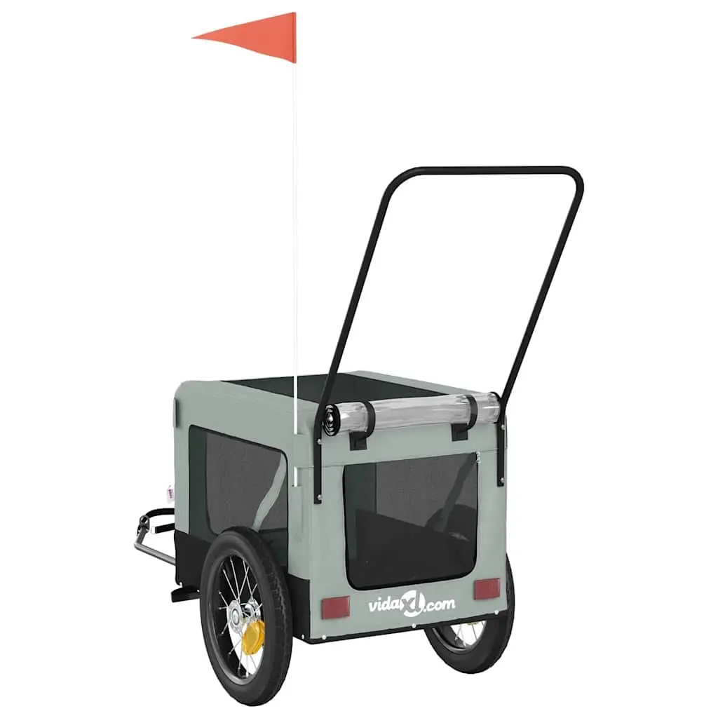 Pet Bike Trailer Grey Oxford Fabric Iron Frame Small Dogs Pets Bicycle Cargo