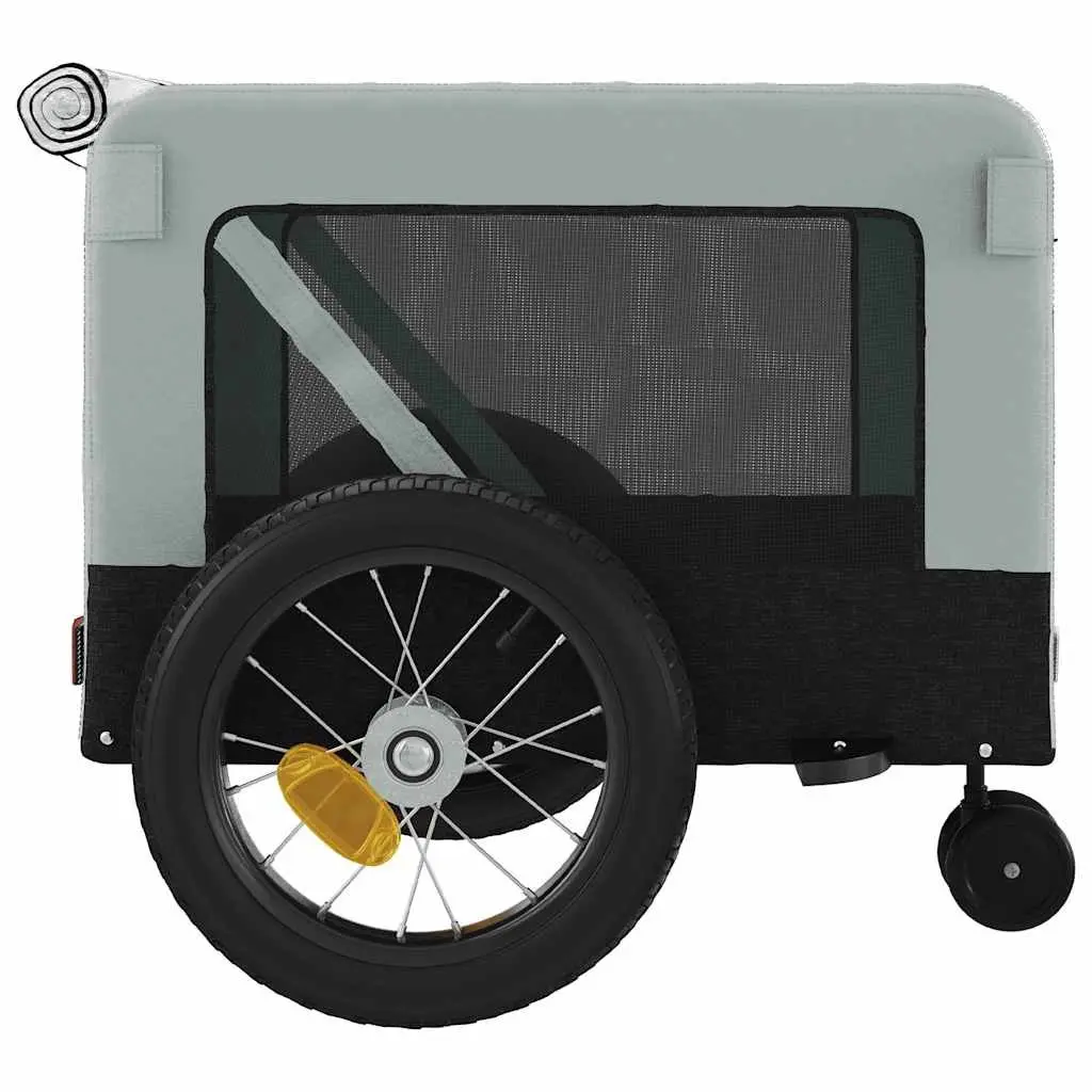 Pet Bike Trailer Grey Oxford Fabric Iron Frame Small Dogs Pets Bicycle Cargo