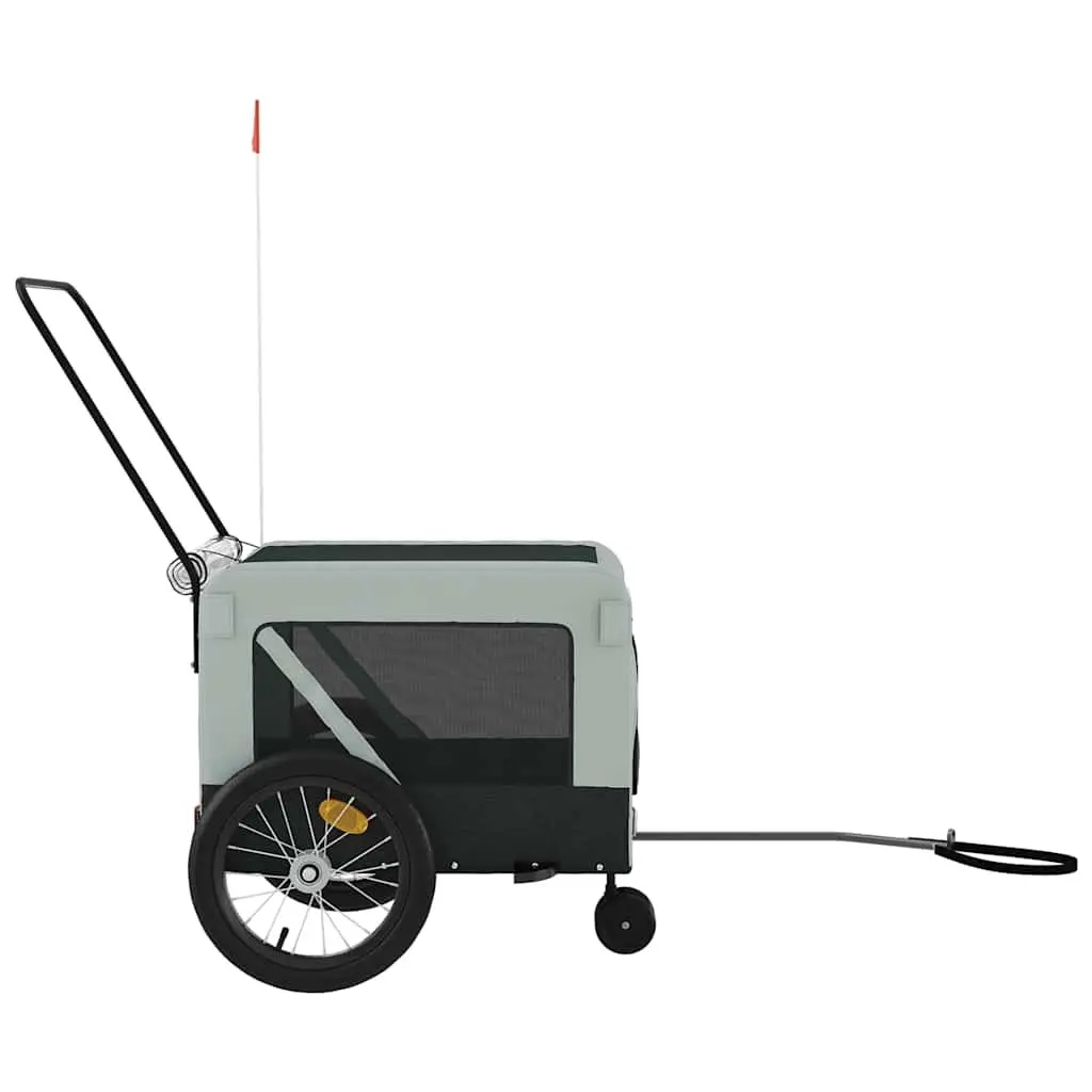 Pet Bike Trailer Iron Frame Oxford Fabric Grey and Black for Small Dog Cat Carrier Tow Behind Bicycle
