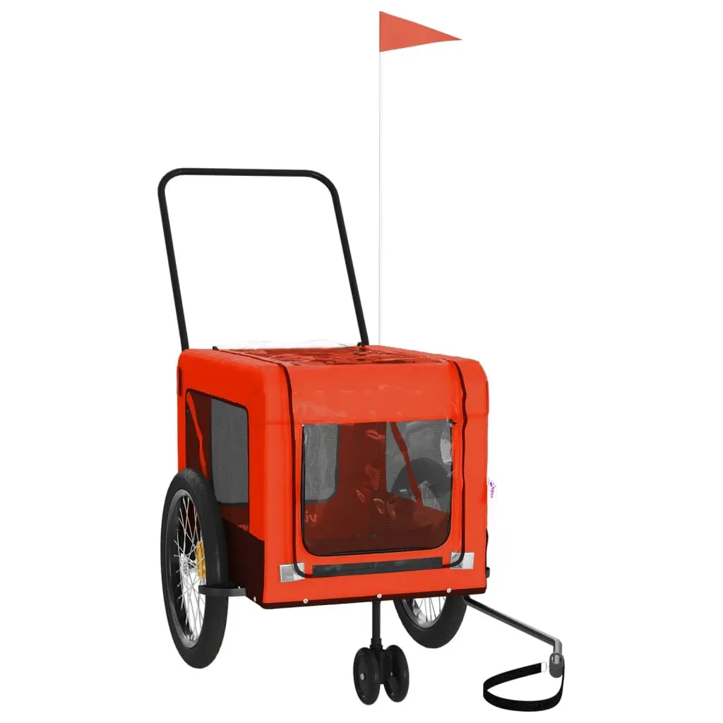 Pet Bike Trailer Iron Frame Oxford Fabric Orange Black