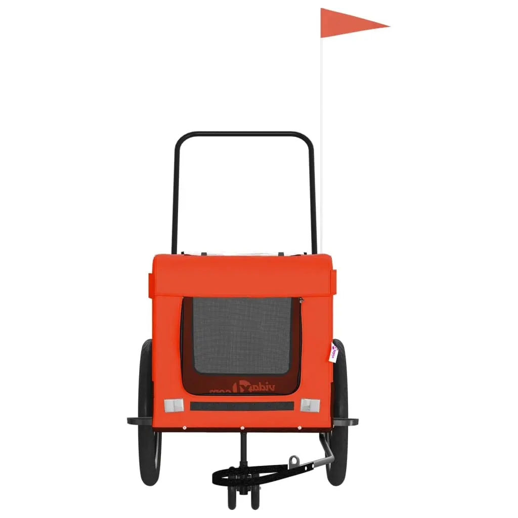 Pet Bike Trailer Iron Frame Oxford Fabric Orange Black