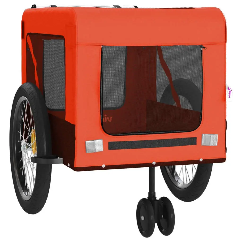 Pet Bike Trailer Iron Frame Oxford Fabric Orange Black