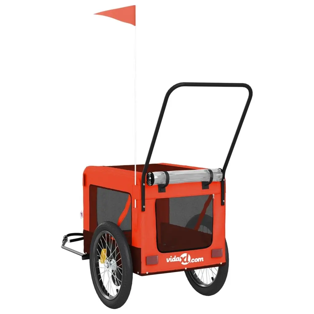 Pet Bike Trailer Iron Frame Oxford Fabric Orange Black