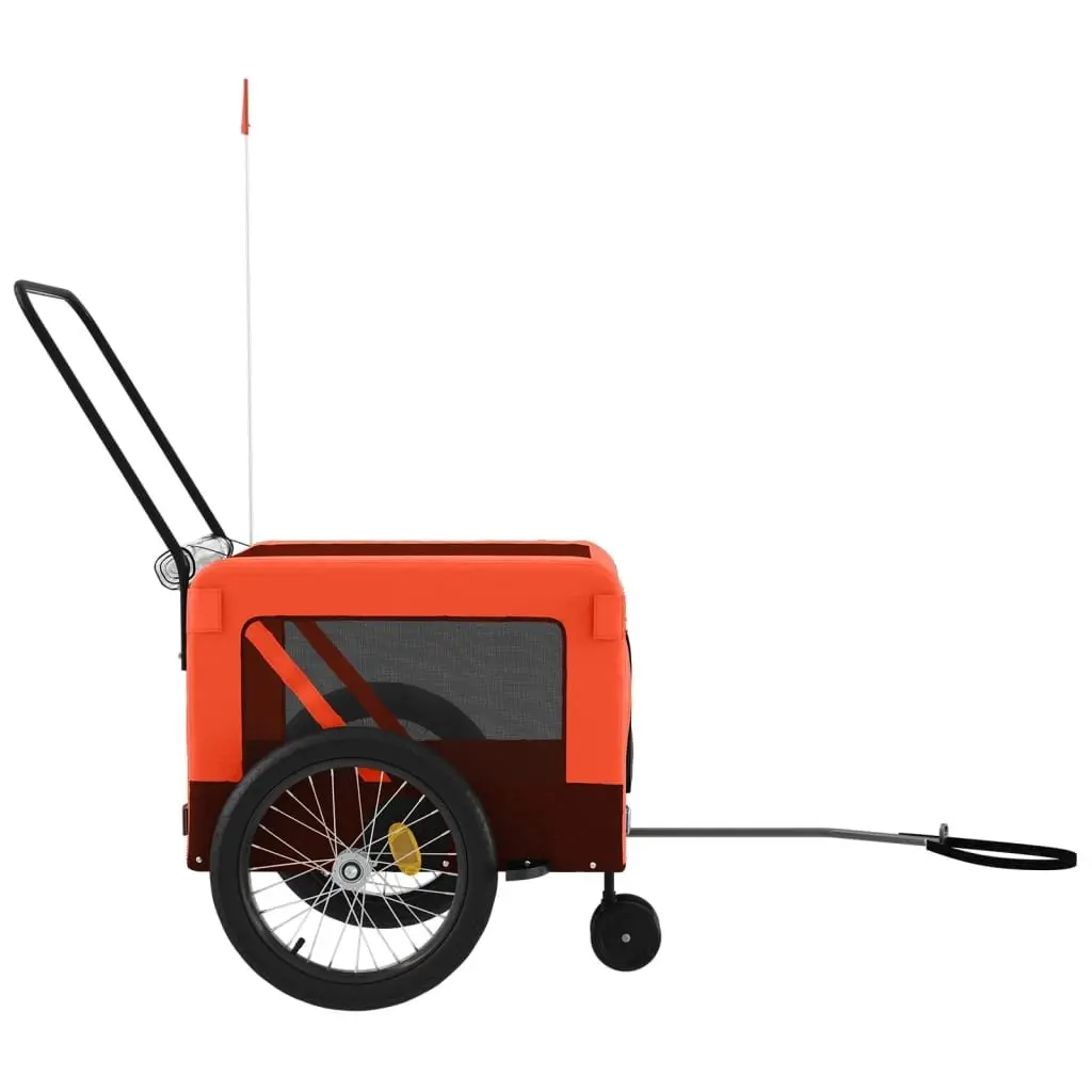 Pet Bike Trailer Iron Frame Oxford Fabric Orange Black