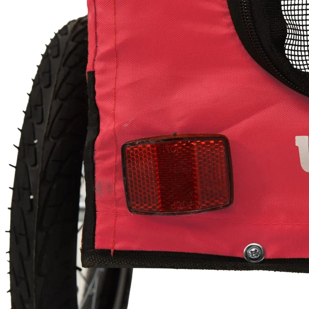 Pet Bike Trailer Red Black Oxford Fabric Iron Frame Small Dogs Pets Bicycle