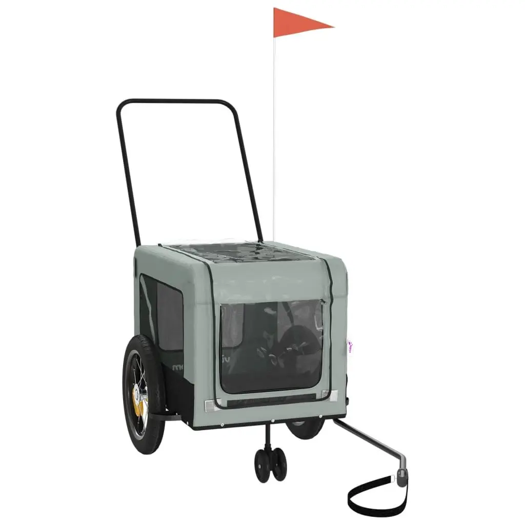 Pet Bike Trailer Iron Frame Oxford Fabric Grey Small Dogs Carrier