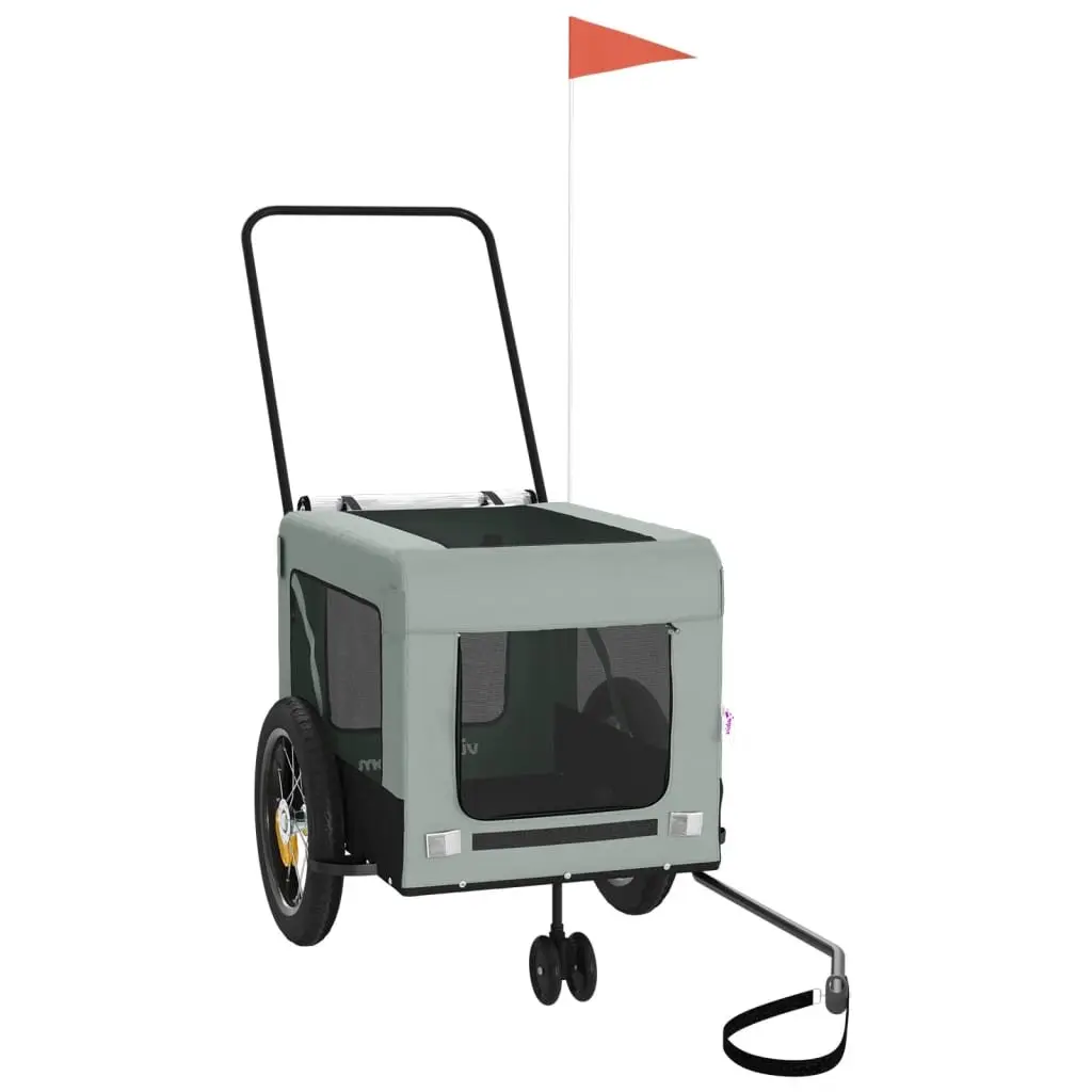 Pet Bike Trailer Iron Frame Oxford Fabric Grey Small Dogs Carrier
