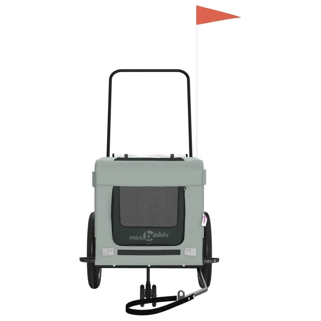 Pet Bike Trailer Iron Frame Oxford Fabric Grey Small Dogs Carrier