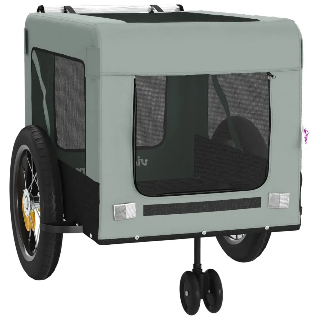 Pet Bike Trailer Iron Frame Oxford Fabric Grey Small Dogs Carrier