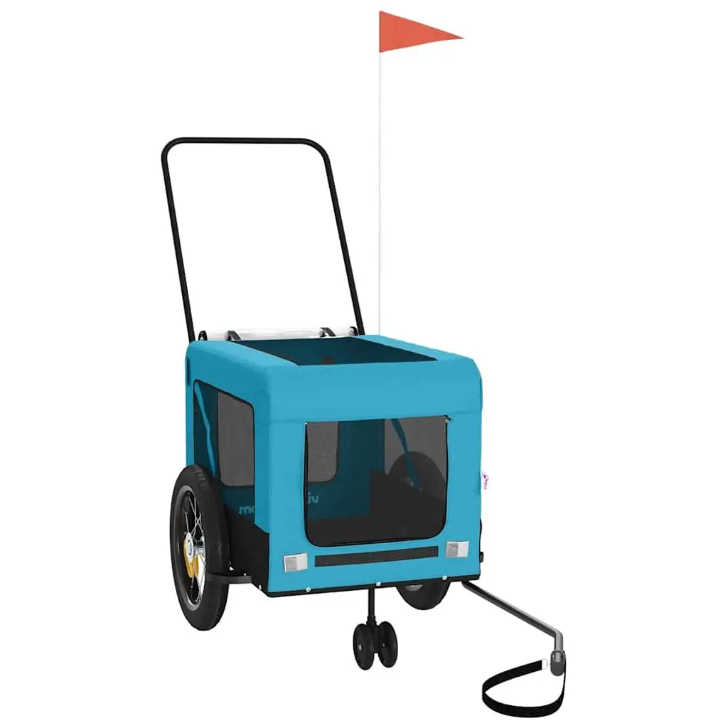 Pet Bike Trailer Blue Black Oxford Fabric Iron Frame Small Dogs Bicycle Cargo