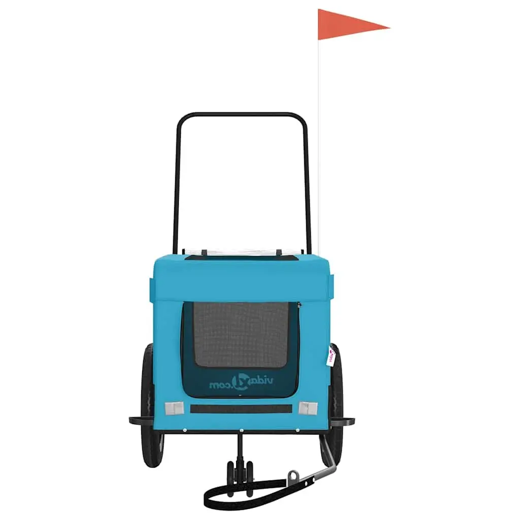 Pet Bike Trailer Blue Black Oxford Fabric Iron Frame Small Dogs Bicycle Cargo