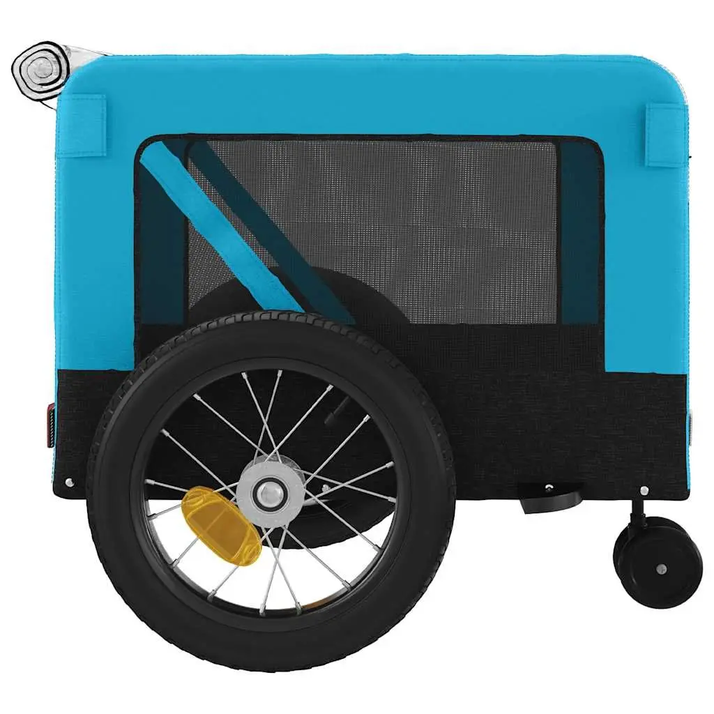 Pet Bike Trailer Blue Black Oxford Fabric Iron Frame Small Dogs Bicycle Cargo