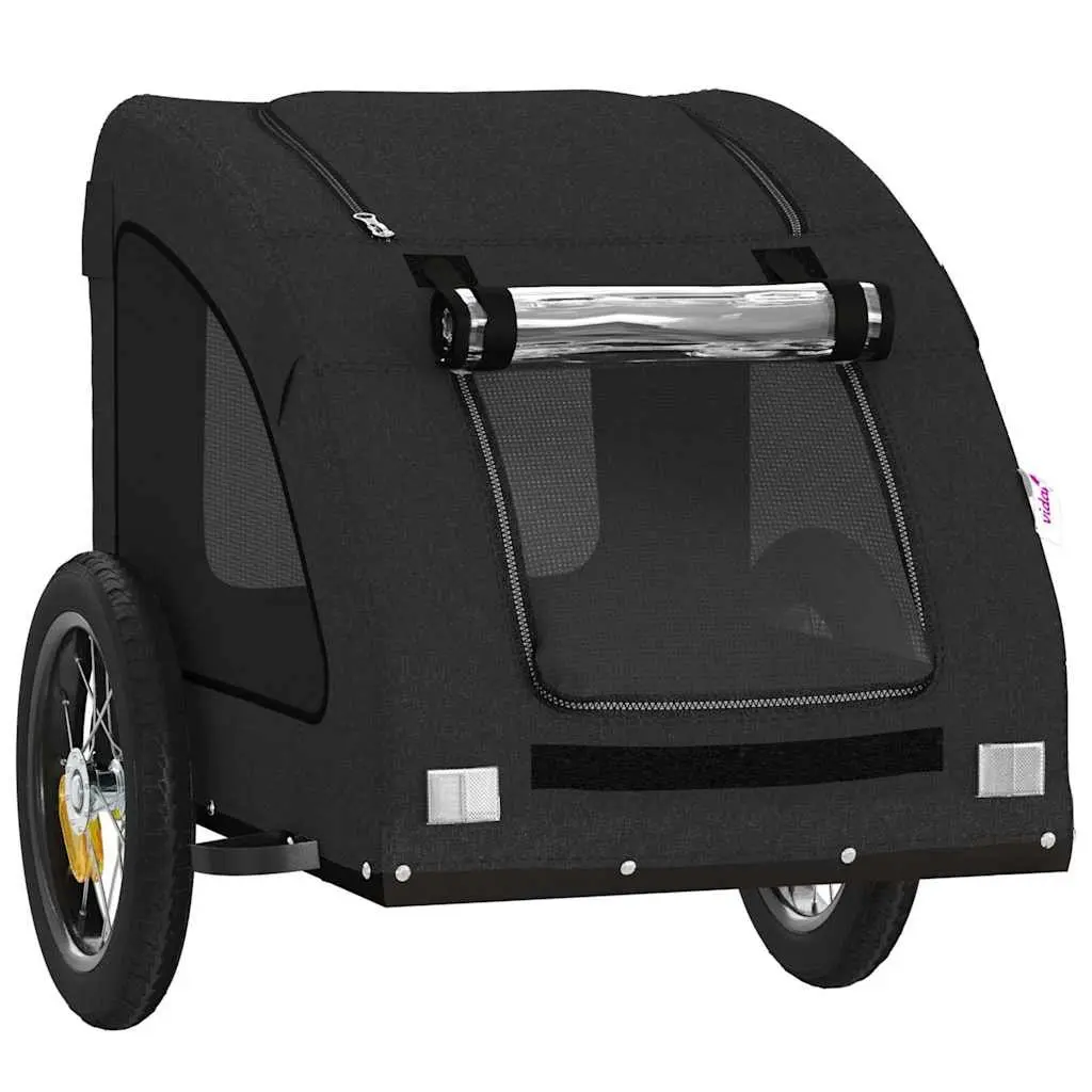 Pet Bike Cargo Carrier Iron Frame Oxford Fabric Black Small Dog Trailer
