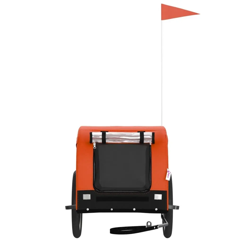Pet Bike Trailer Iron Frame Oxford Fabric Small Dogs Orange Black