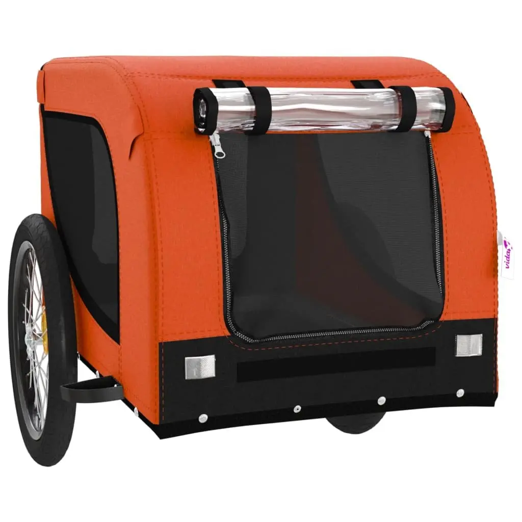 Pet Bike Trailer Iron Frame Oxford Fabric Small Dogs Orange Black