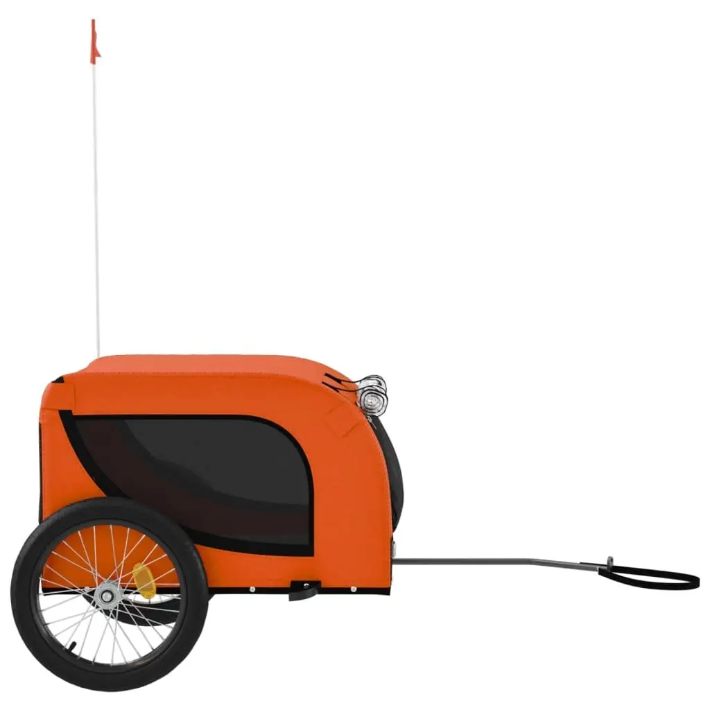 Pet Bike Trailer Iron Frame Oxford Fabric Small Dogs Orange Black