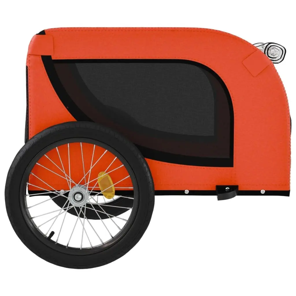 Pet Bike Trailer Iron Frame Oxford Fabric Small Dogs Orange Black