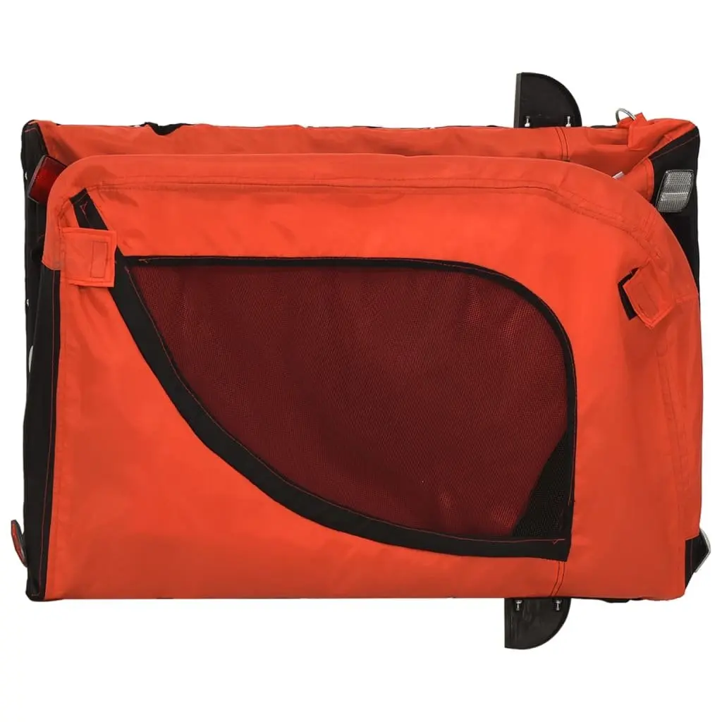 Pet Bike Trailer Iron Frame Oxford Fabric Small Dogs Orange Black
