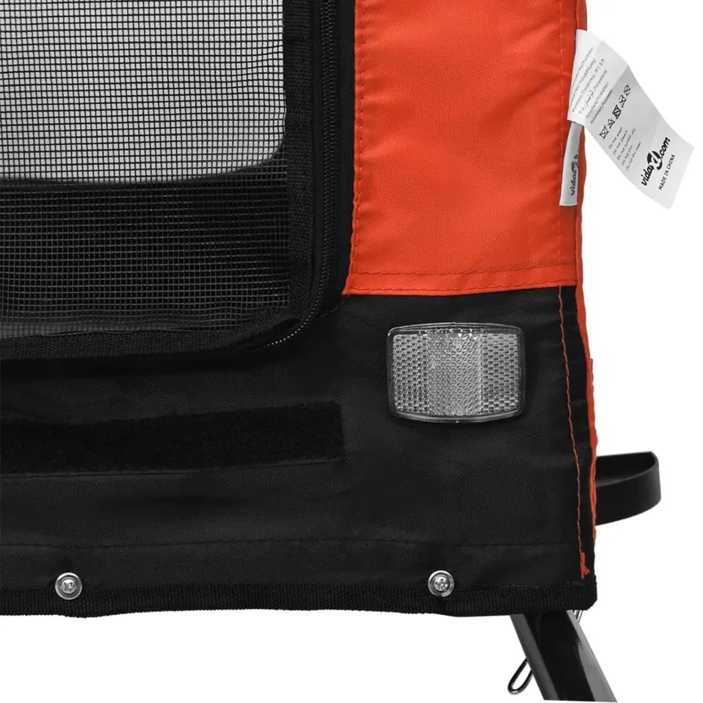 Pet Bike Trailer Iron Frame Oxford Fabric Small Dogs Orange Black