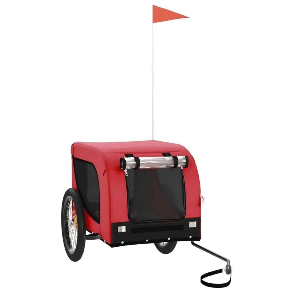 Pet Trailer Oxford Fabric Iron Frame Red Small Dogs Bicycle Transport
