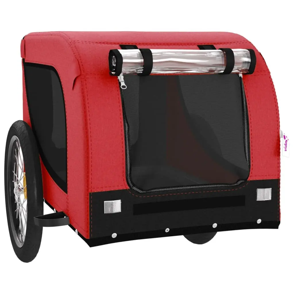 Pet Trailer Oxford Fabric Iron Frame Red Small Dogs Bicycle Transport
