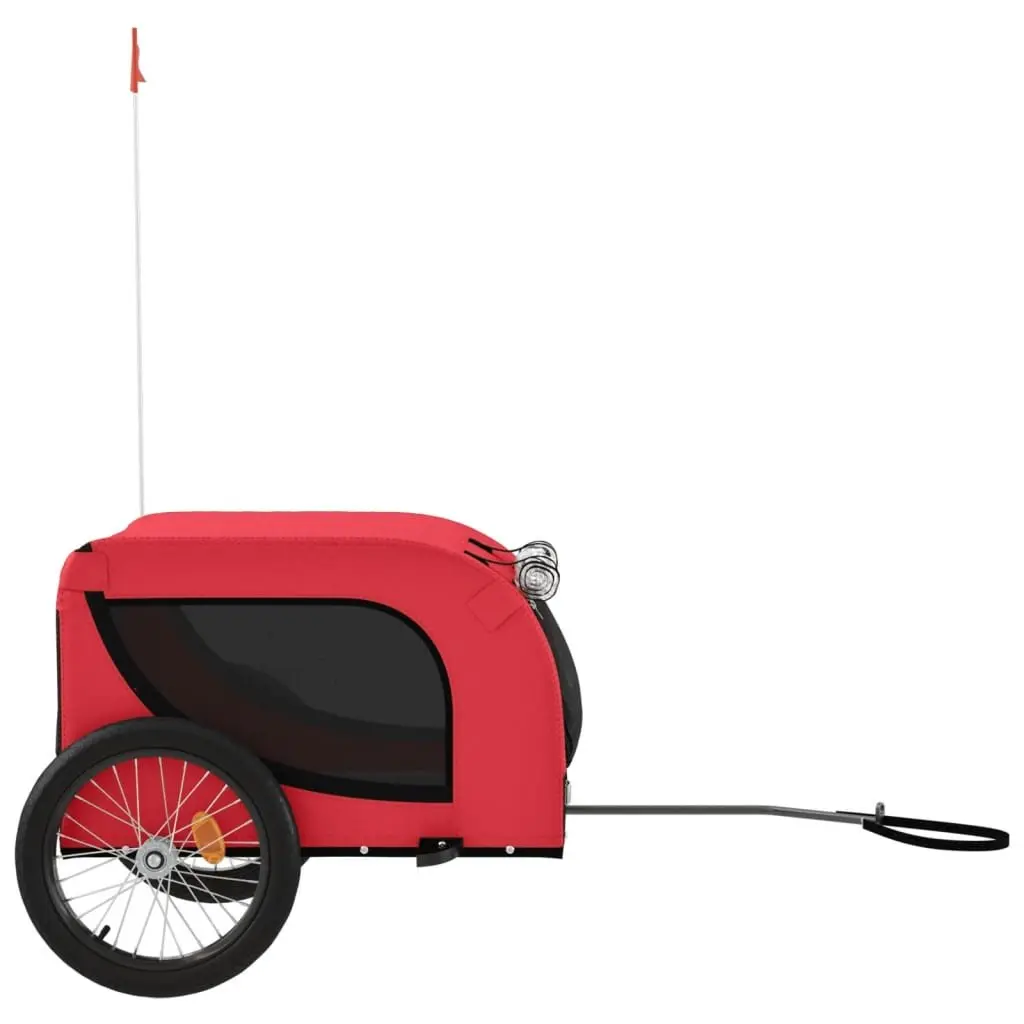 Pet Trailer Oxford Fabric Iron Frame Red Small Dogs Bicycle Transport