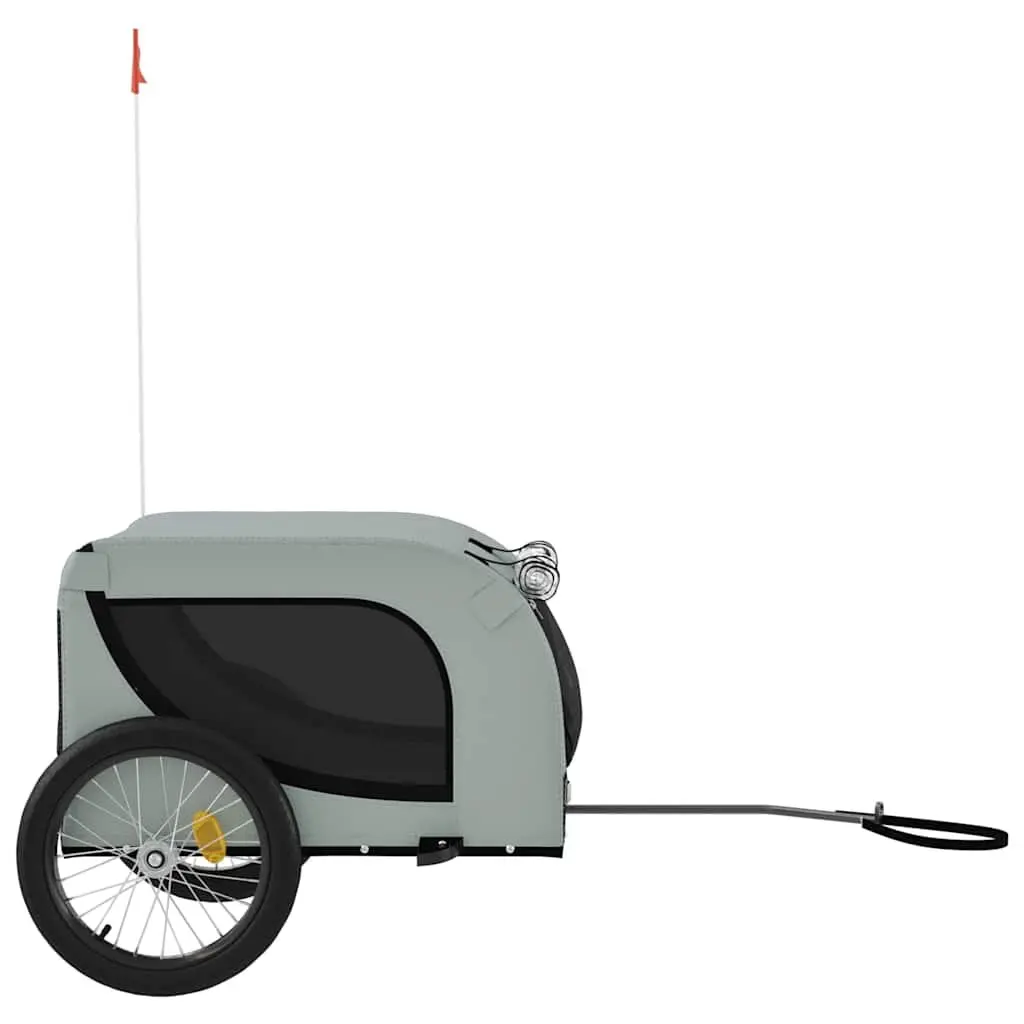 Small Dog Bicycle Attachment Bike Trailer Oxford Fabric Grey Sturdy Iron Frame