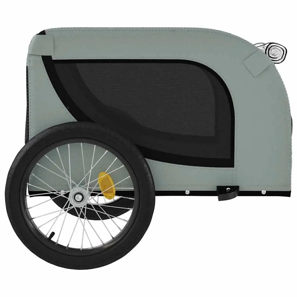 Small Dog Bicycle Attachment Bike Trailer Oxford Fabric Grey Sturdy Iron Frame