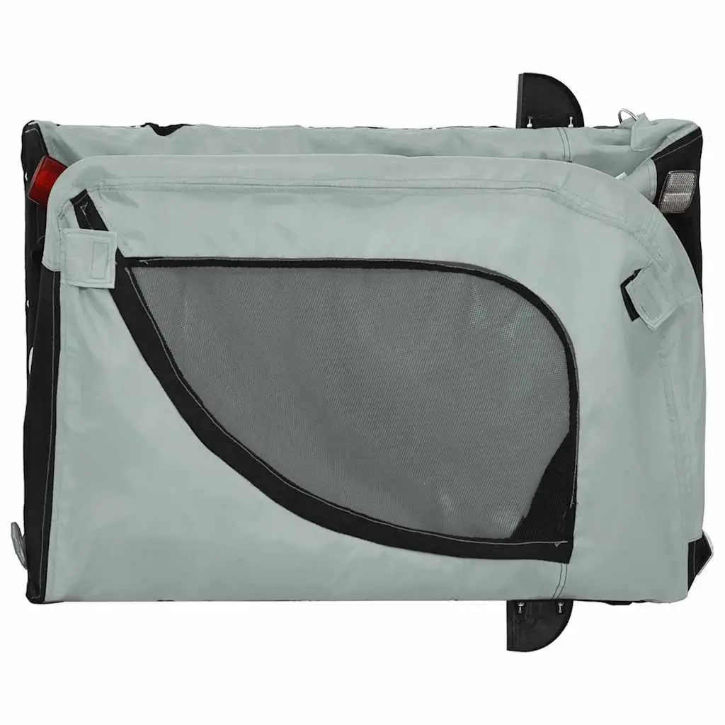 Small Dog Bicycle Attachment Bike Trailer Oxford Fabric Grey Sturdy Iron Frame