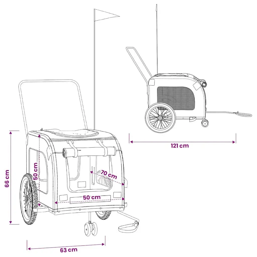 Pet Bike Trailer Iron Frame Oxford Fabric Small Red