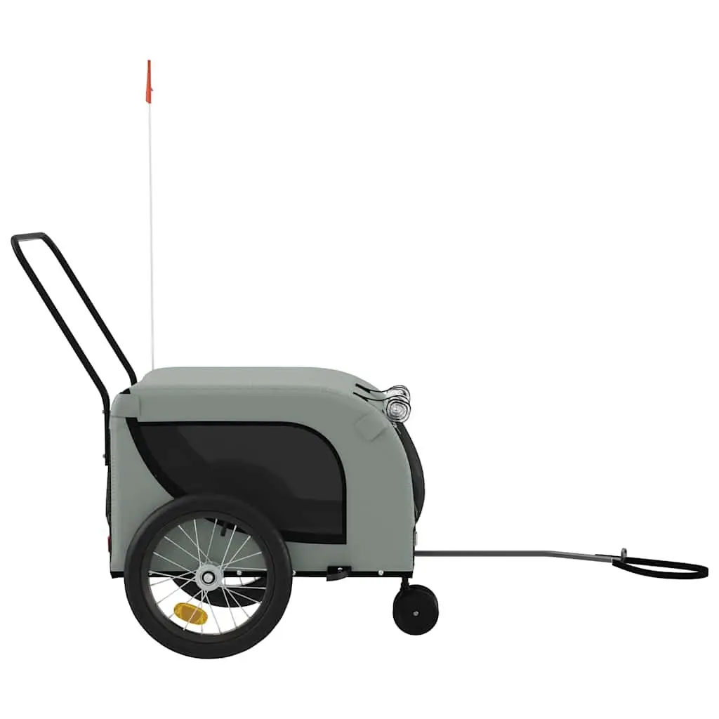 Pet Bike Trailer Oxford Fabric Iron Frame Grey for Dogs Cats Small Animals