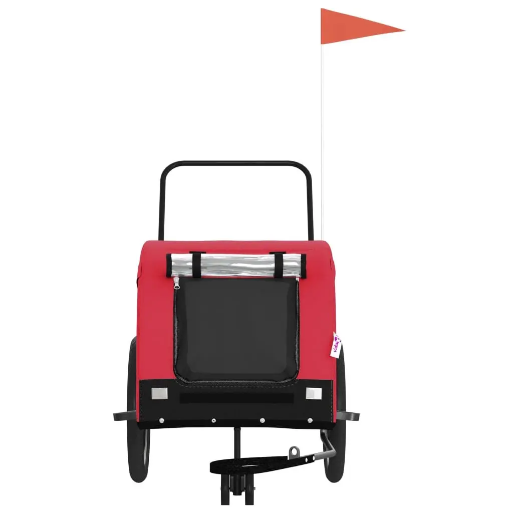 Pet Bike Trailer Iron Frame Oxford Fabric Red for Small Dogs