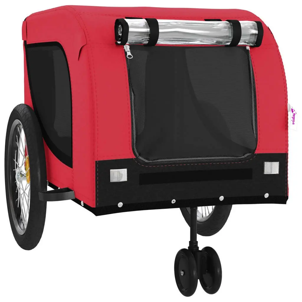 Pet Bike Trailer Iron Frame Oxford Fabric Red for Small Dogs