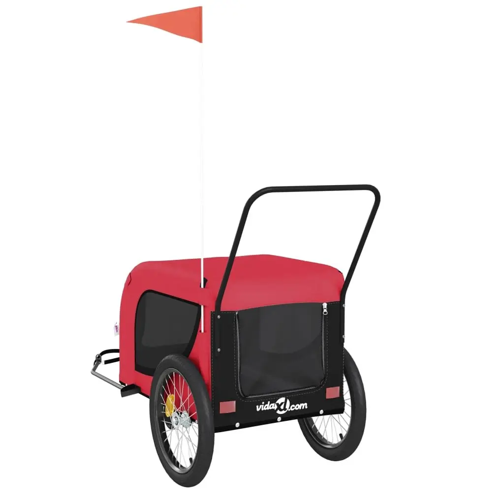 Pet Bike Trailer Iron Frame Oxford Fabric Red for Small Dogs