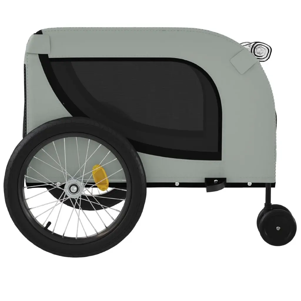 Pet Trailer Cargo Carrier Iron Frame Oxford Fabric Grey and Black Small Dog Stroller