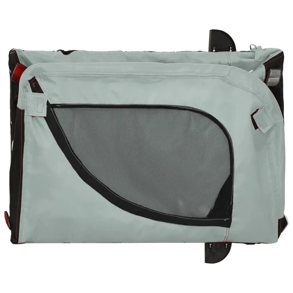 Pet Trailer Cargo Carrier Iron Frame Oxford Fabric Grey and Black Small Dog Stroller