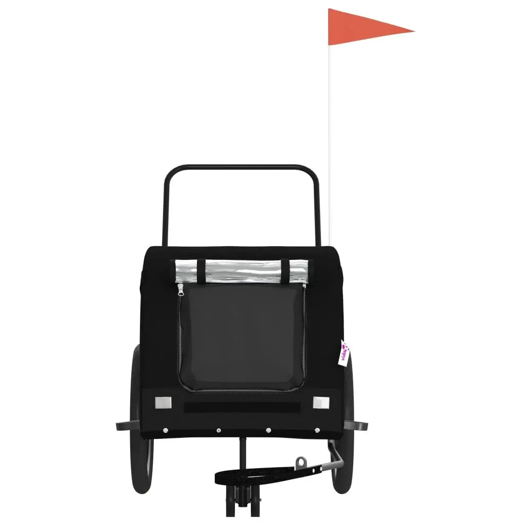 Pet Bike Trailer Iron Frame Oxford Fabric Black for Small Dogs Pets Outdoor Travel