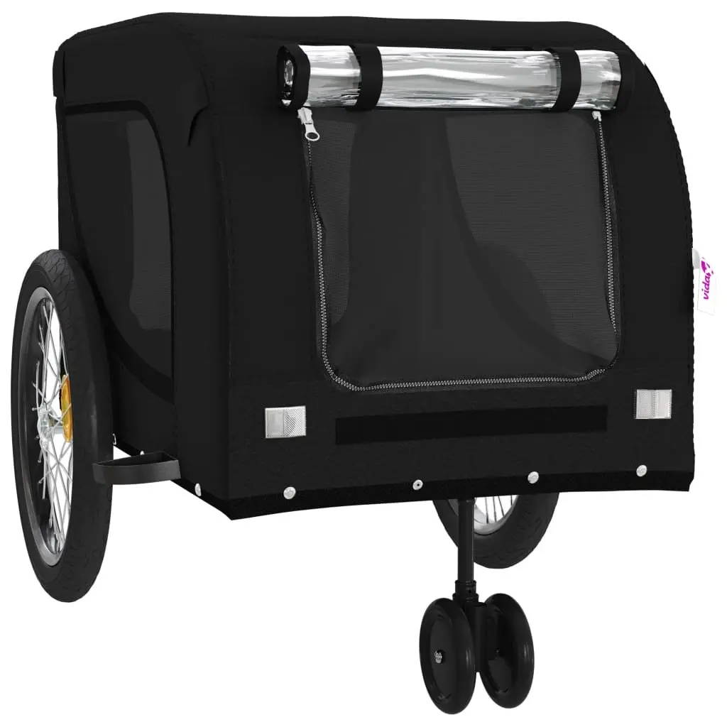 Pet Bike Trailer Iron Frame Oxford Fabric Black for Small Dogs Pets Outdoor Travel