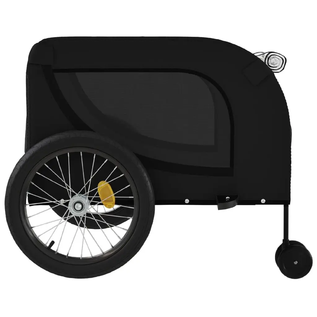 Pet Bike Trailer Iron Frame Oxford Fabric Black for Small Dogs Pets Outdoor Travel