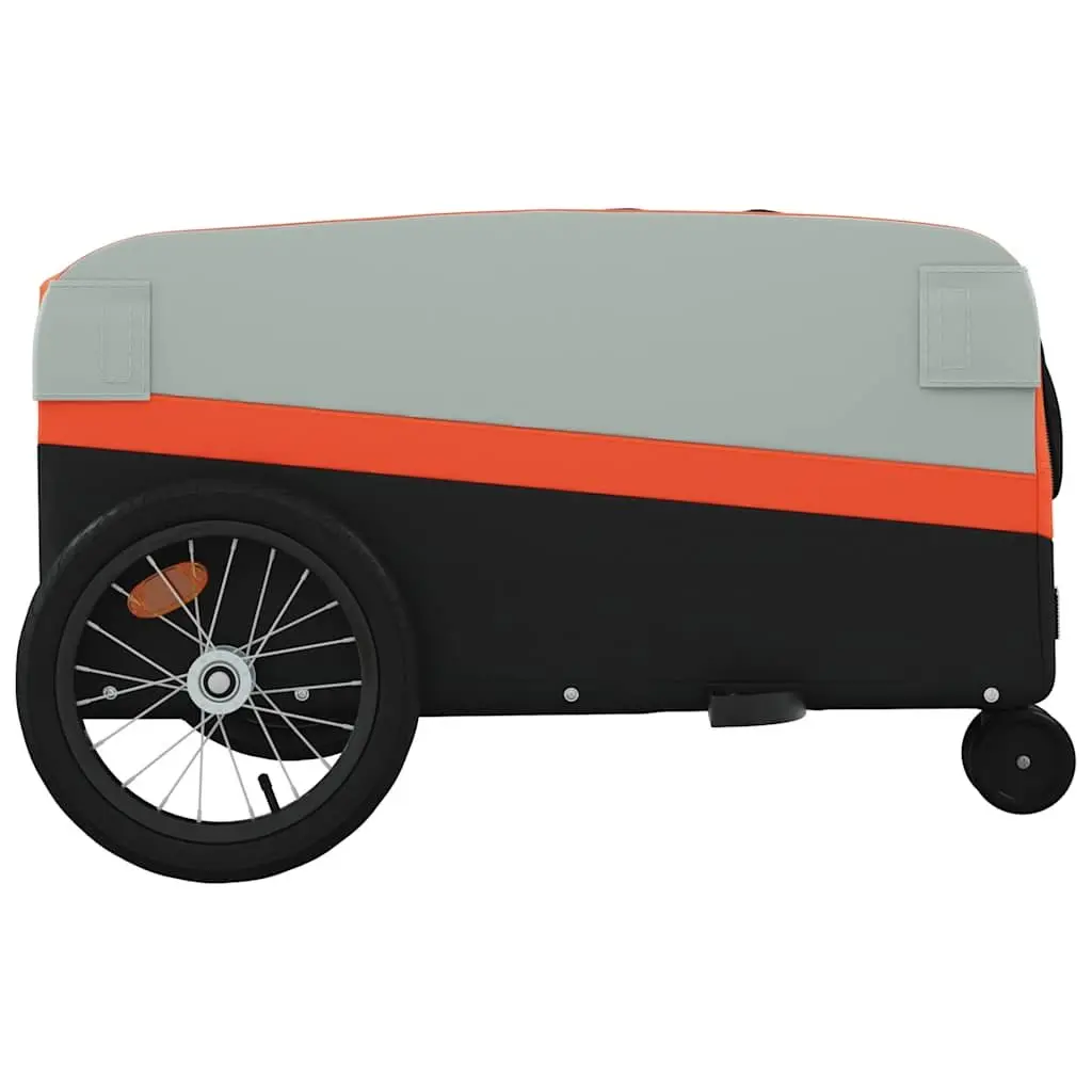 Cargo Trailer Iron Frame Orange 45kg Load Capacity Bicycle Accessories with Tow Bar and Safety Flag