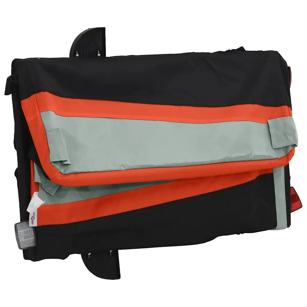 Cargo Trailer Iron Frame Orange 45kg Load Capacity Bicycle Accessories with Tow Bar and Safety Flag