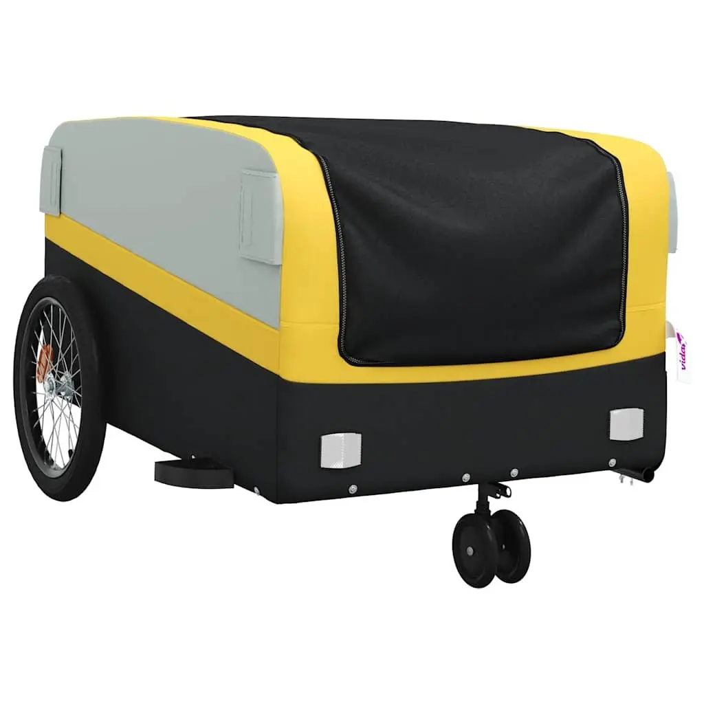 Bike Trailer Iron Heavy Duty Yellow 45kg Load Capacity Cargo Cart