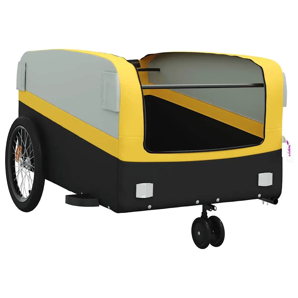 Bike Trailer Iron Heavy Duty Yellow 45kg Load Capacity Cargo Cart
