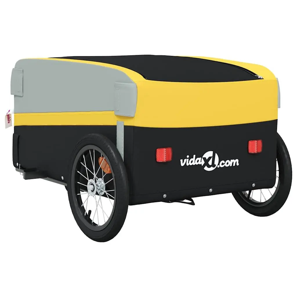 Bike Trailer Iron Heavy Duty Yellow 45kg Load Capacity Cargo Cart