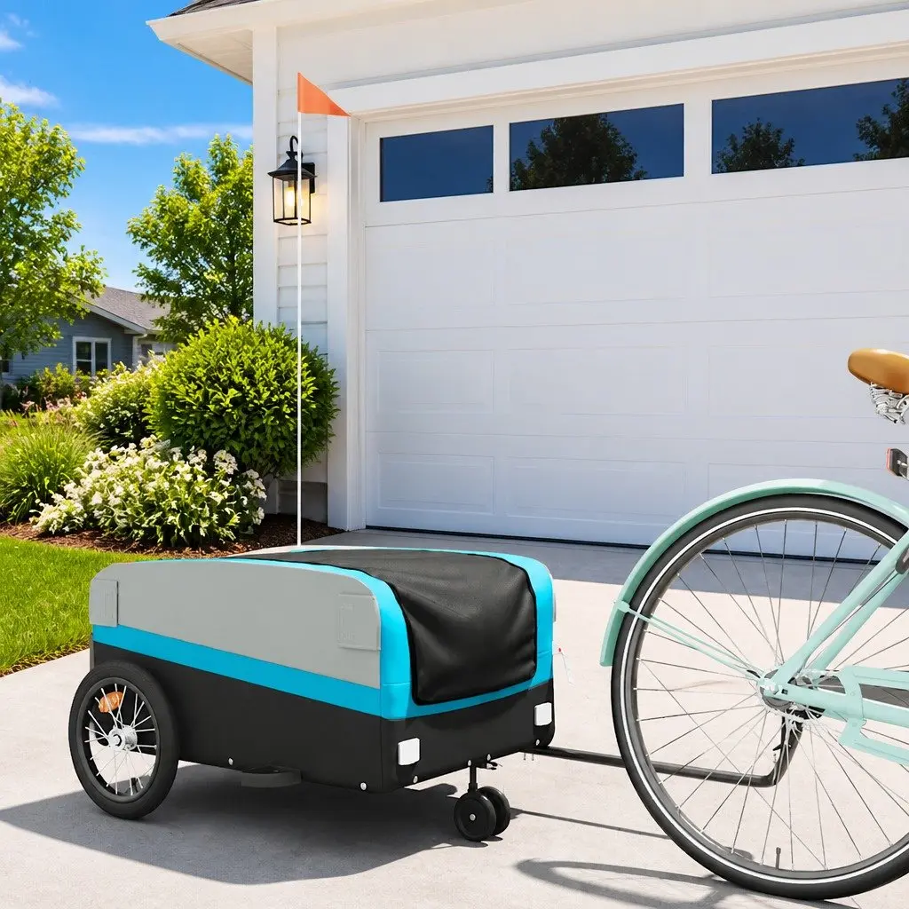 Bike Trailer Iron Frame Heavy Duty Cargo Cart 45kg Load Capacity Bicycle Tow