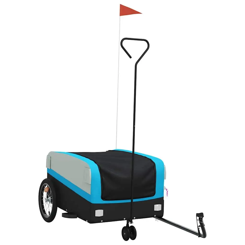 Heavy Duty Bike Trailer Iron Construction Cargo Cart Blue Maximum Load 45kg